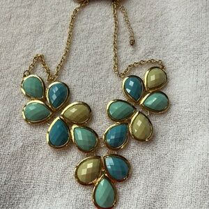 Necklace with matching earrings- Blues and Greens-NEW-Kristine